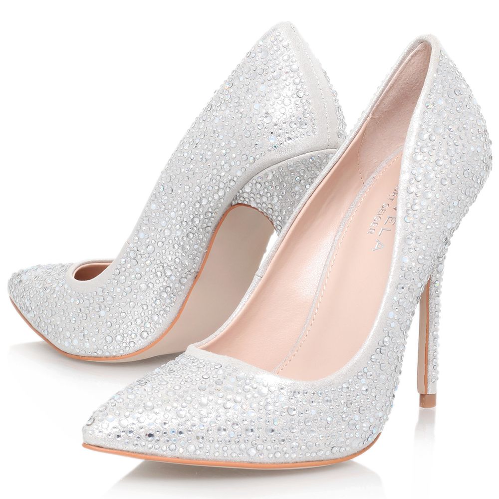 silver pointed court shoes
