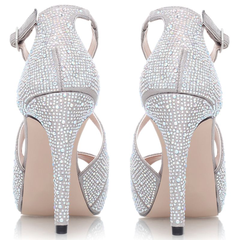 Carvela Gift High Heeled Embellished Court Shoes, Silver