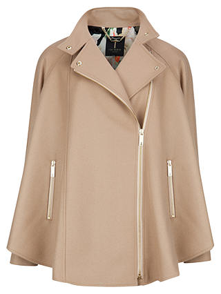 Ted Baker Zip Front Cape Coat, Taupe