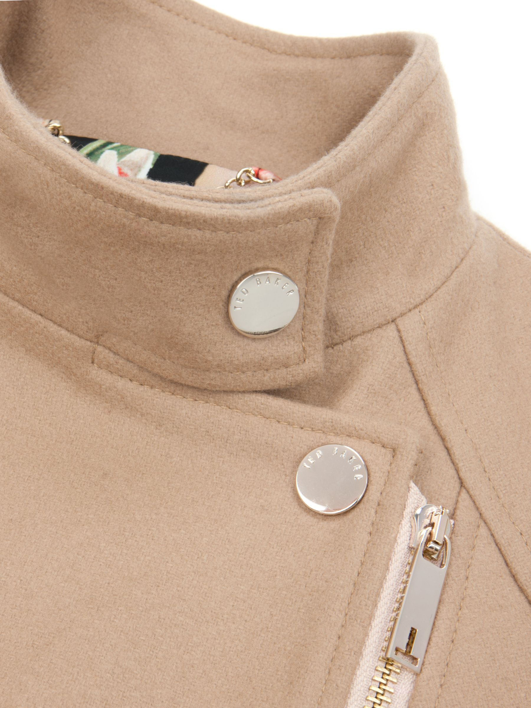 Ted Baker Zip Front Cape Coat, Taupe at John Lewis & Partners