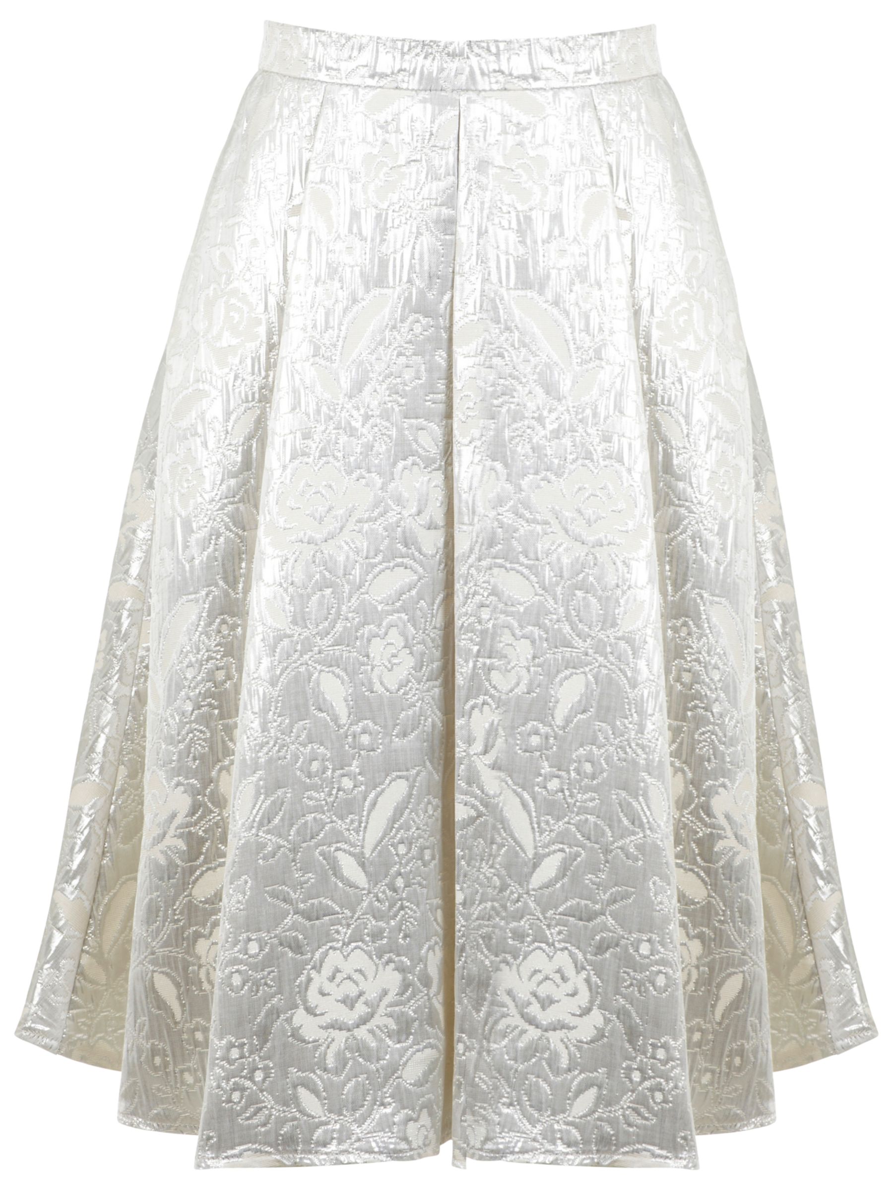 Miss Selfridge Jacquard Midi Skirt, Cream at John Lewis & Partners