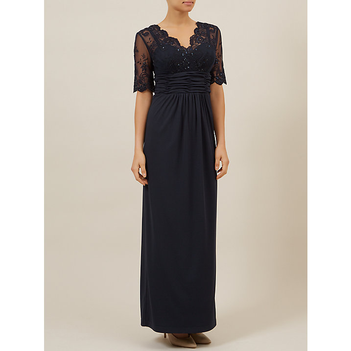 Buy Jacques Vert Lace Top Evening Dress, Navy, 8 Online at johnlewis.com
