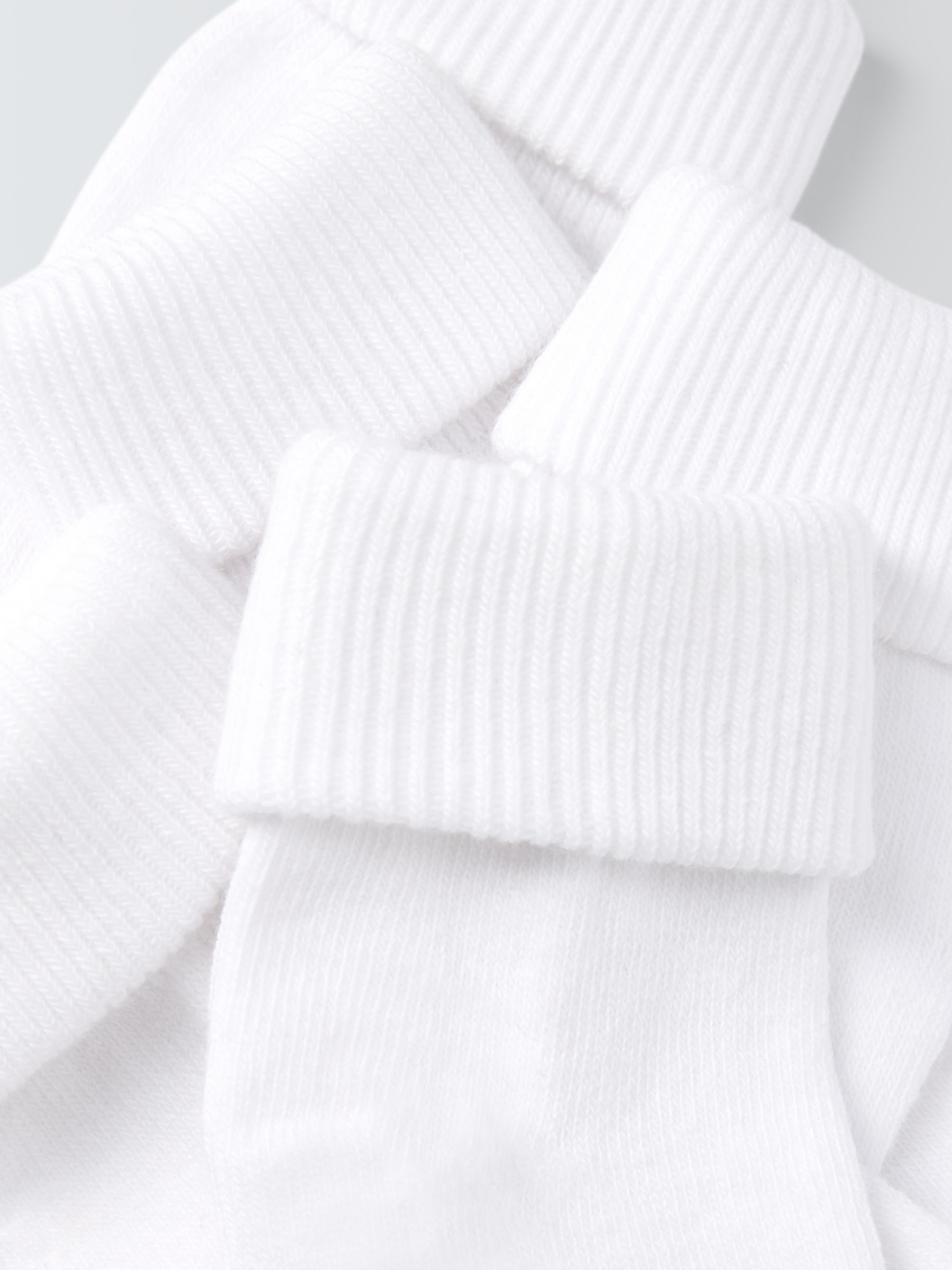 John Lewis Baby Organic Cotton Rich Roll Top Socks, Pack of 5, White, Newborn