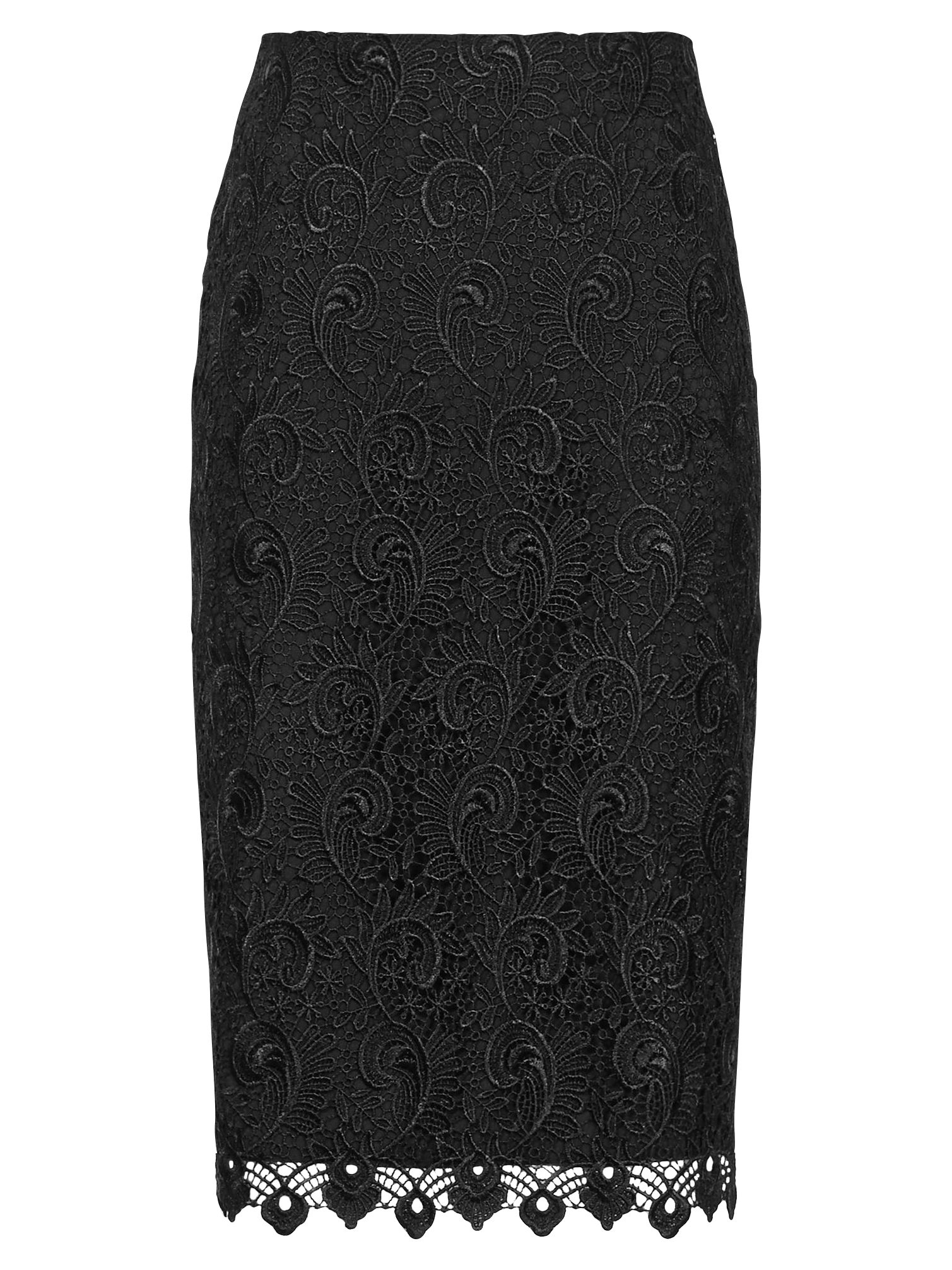 Reiss Orta Lace Pencil Skirt, Black at John Lewis & Partners