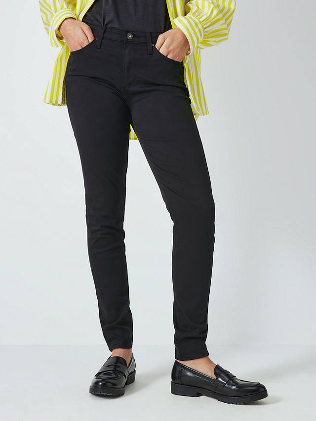 AG The Prima Mid Skinny Jeans, Super Black at John Lewis & Partners