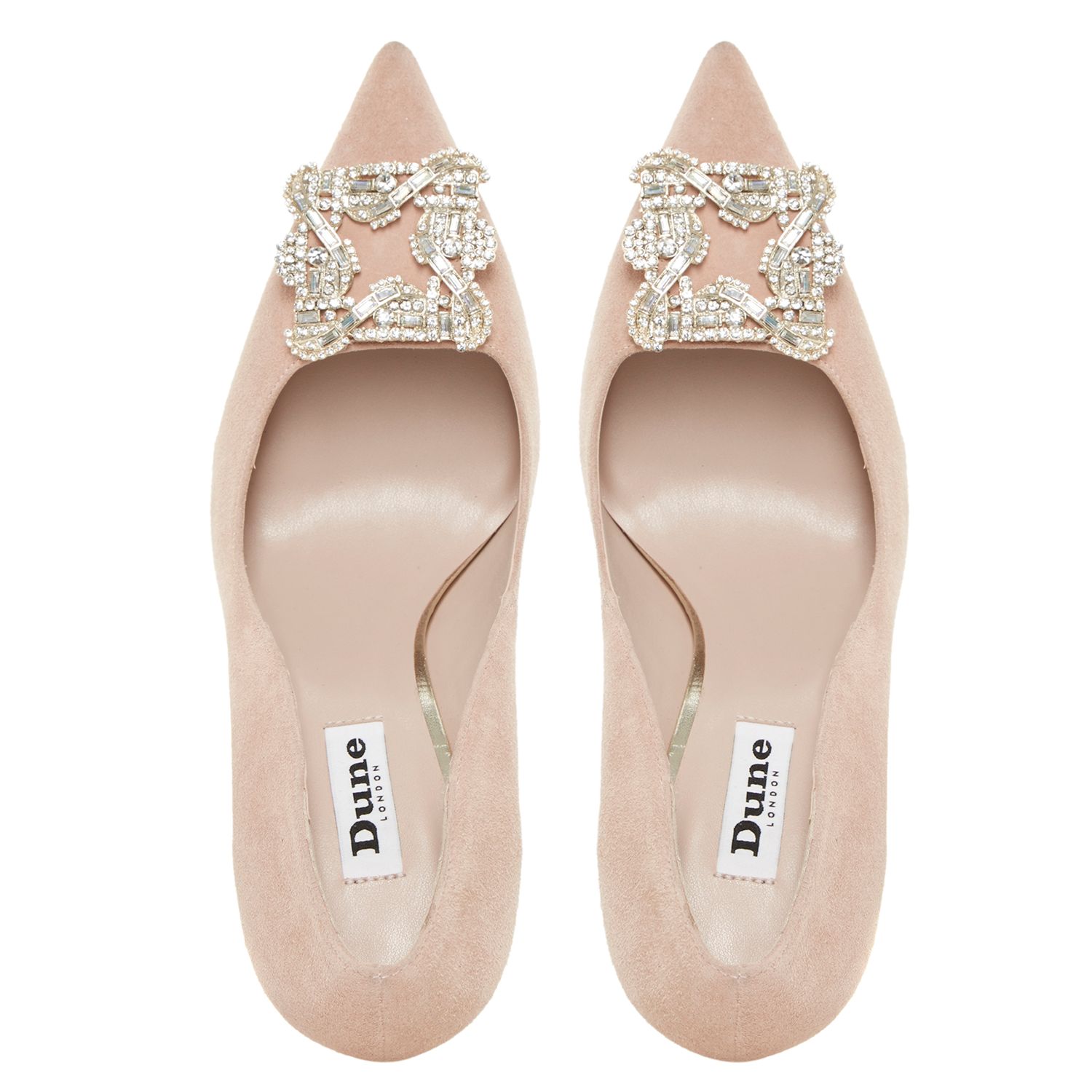 Dune Breanna Jewelled Brooch Suede Court Shoes, Blush at John Lewis ...