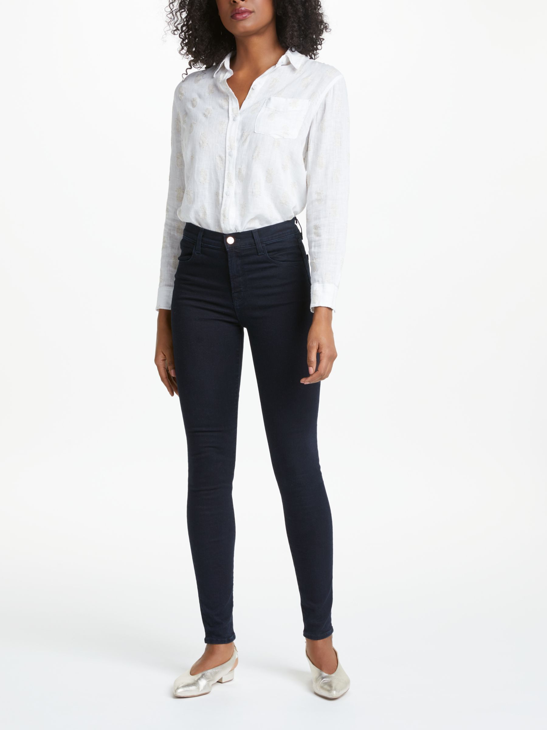 J Brand Maria High Rise Skinny Jeans, Bluebird at John Lewis & Partners