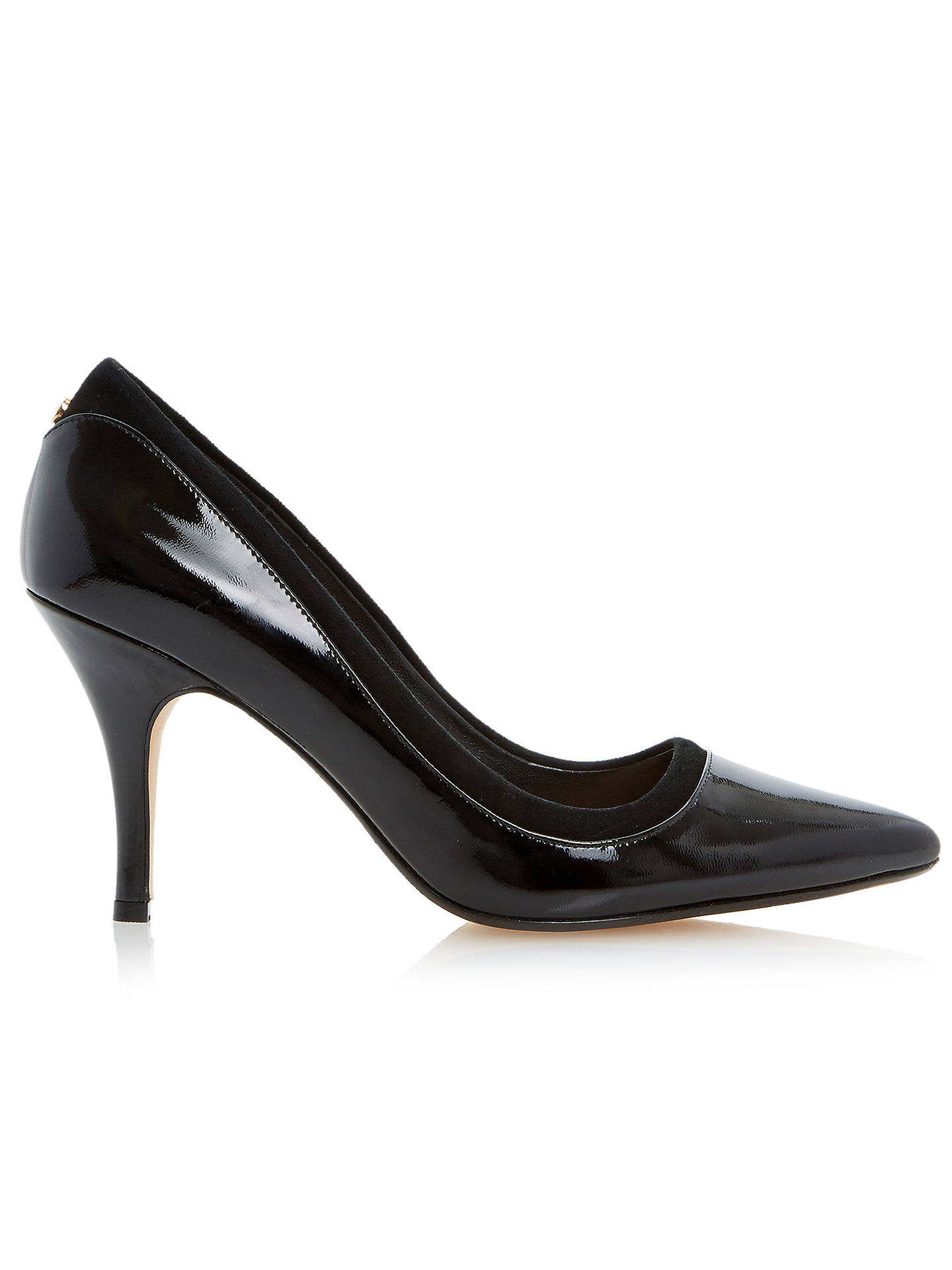 Dune Alivio Pointed Toe Patent Court Shoes, Black at John Lewis & Partners