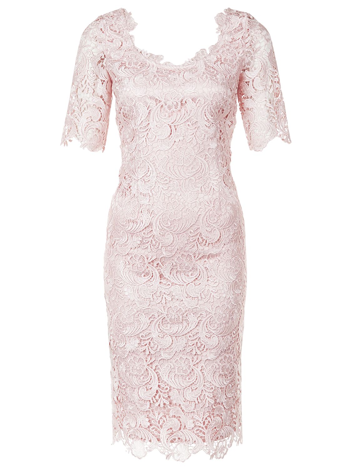 Jacques Vert Luxury Lace Dress, Light Pink