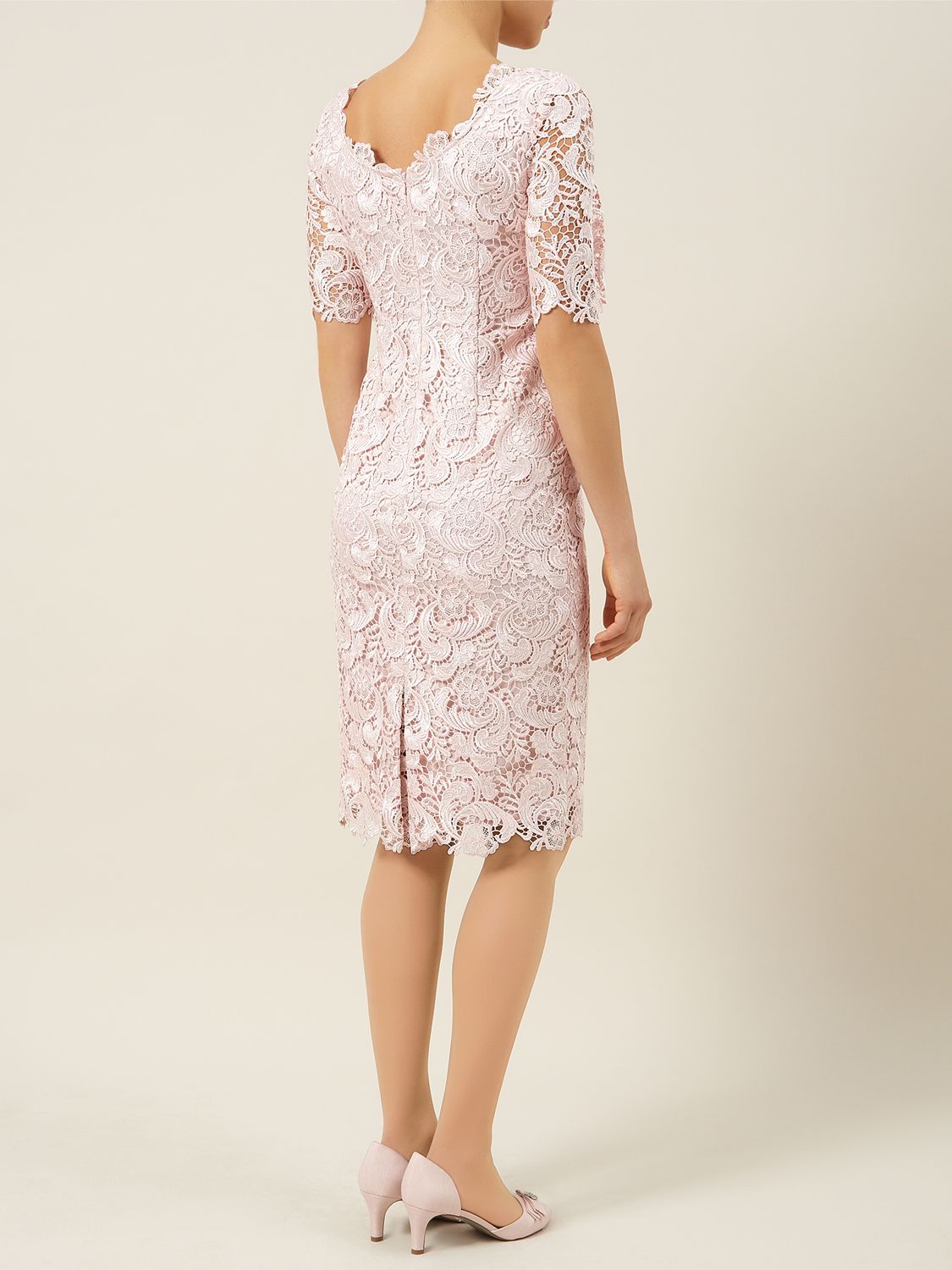 Jacques Vert Luxury Lace Dress Light Pink