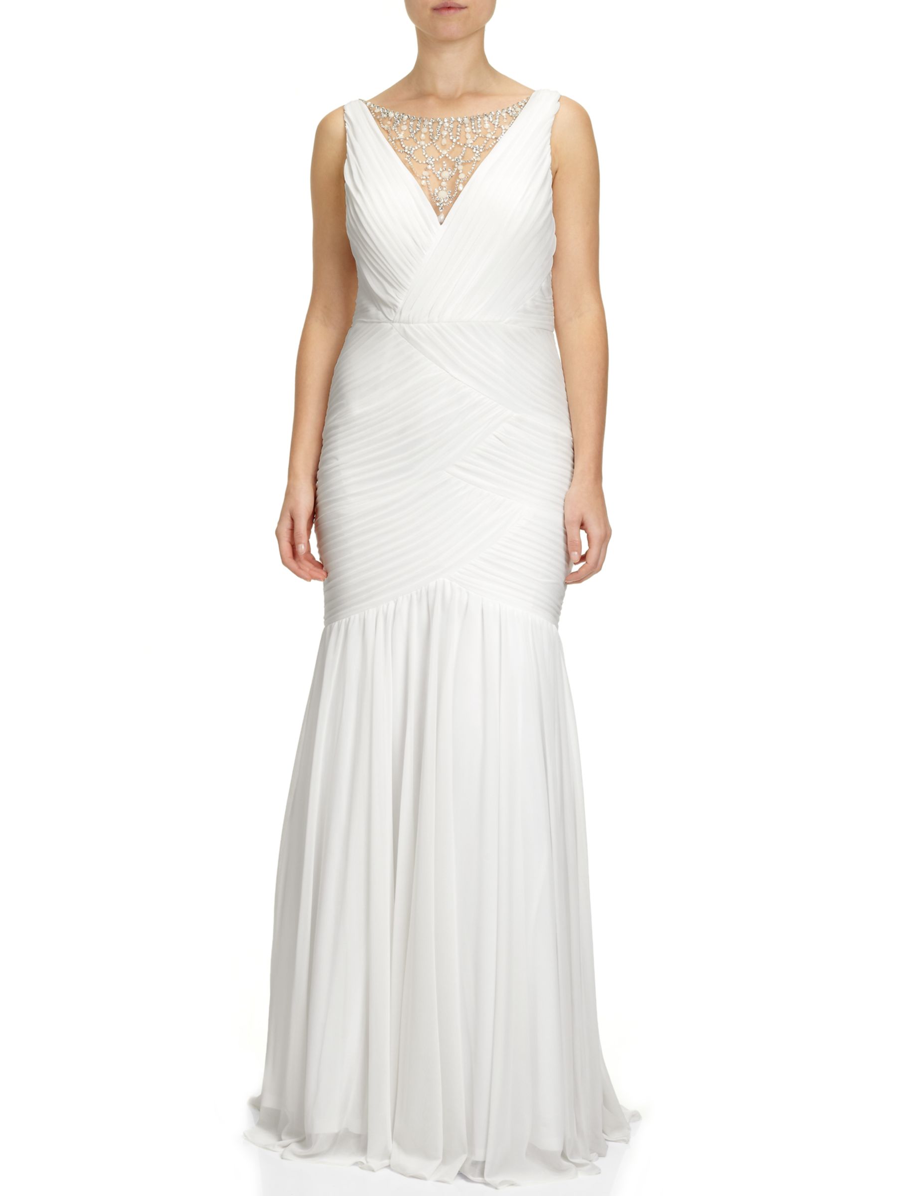 Adrianna Papell Wedding Shirred Jewellery Dress Ivory at