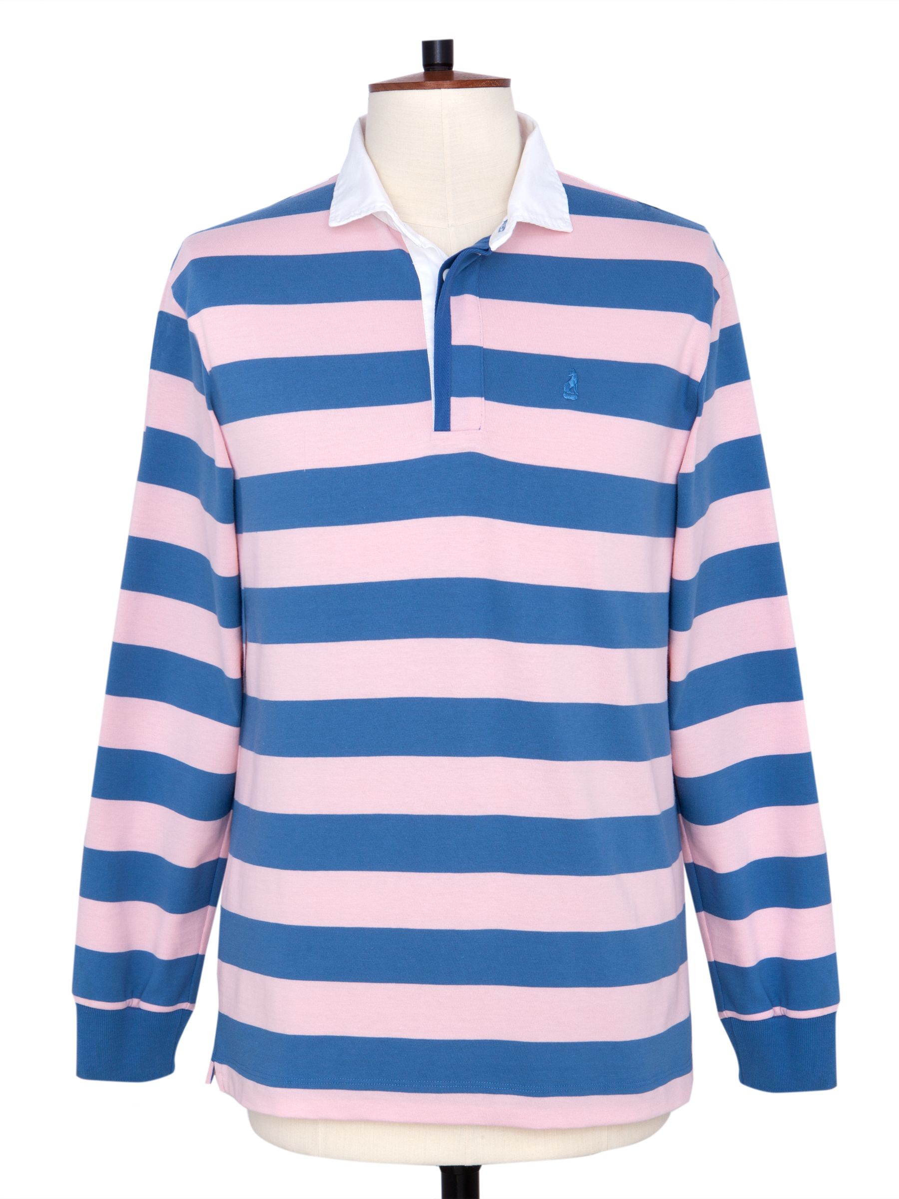 Thomas Pink Randle Stripe Rugby Shirt, Pink/Blue, XS