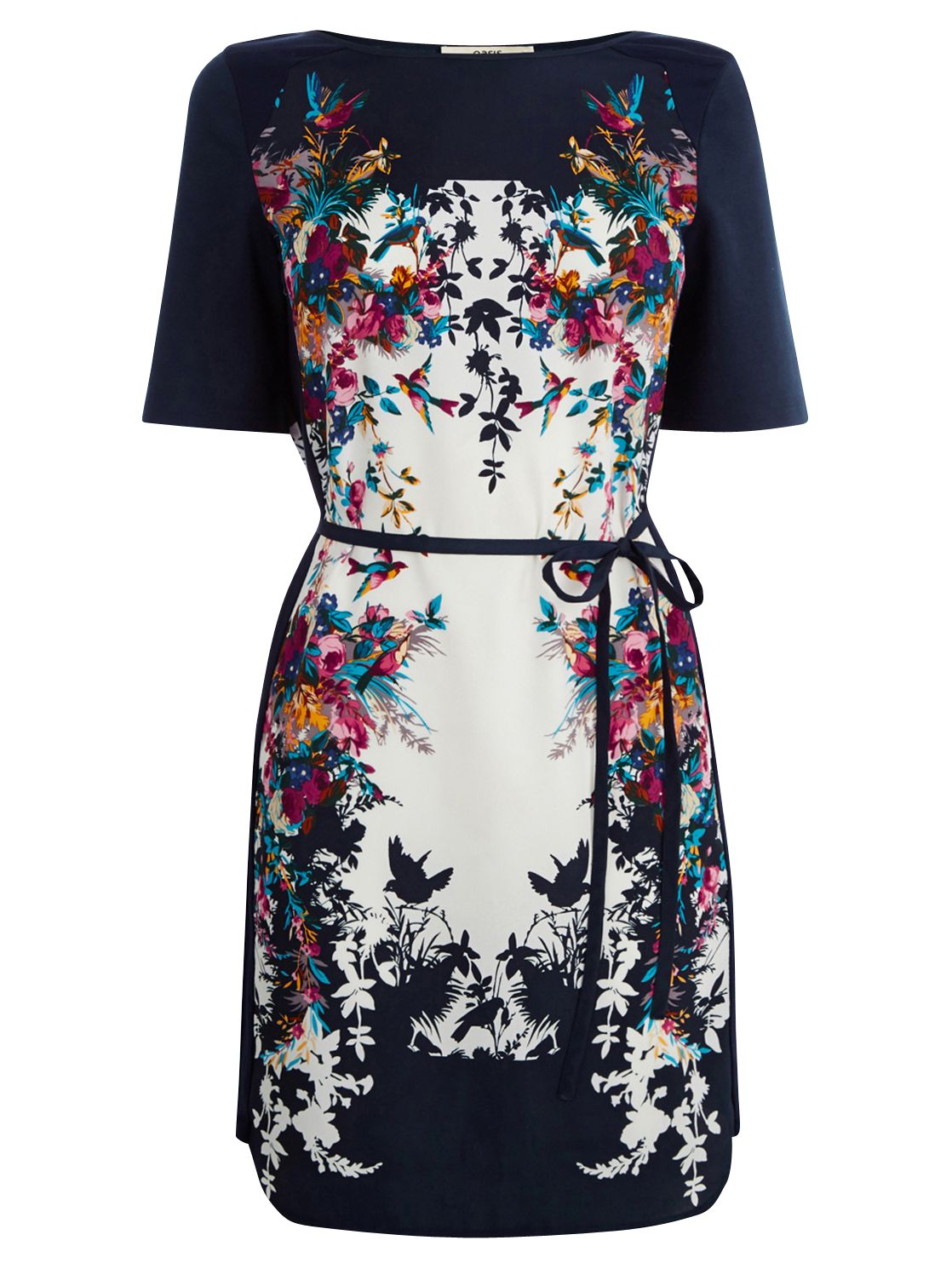 Buy Oasis Bloom Bird Placement T-Shirt Dress, Multi Online at johnlewis.com