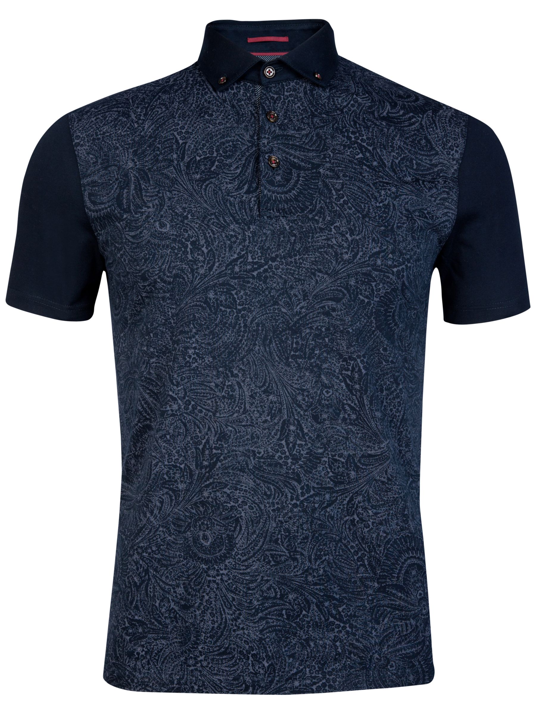 Ted Baker Reeow Paisley Print Polo Shirt, Navy