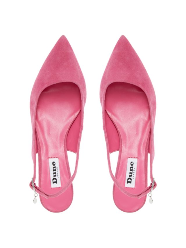 Dune Cathryn Slingback Kitten Heel Court Shoes, Pink Suede