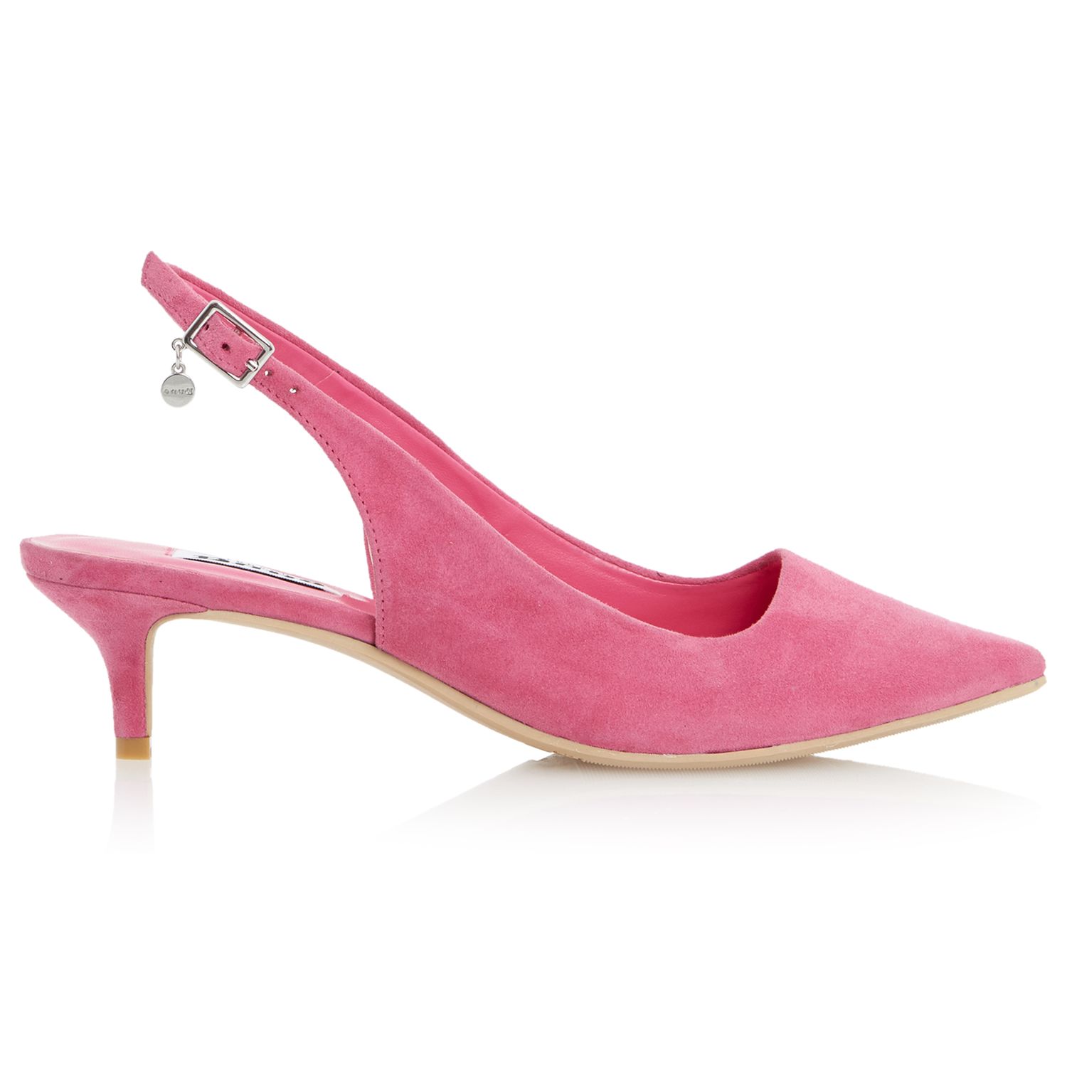 Dune Cathryn Slingback Kitten Heel Court Shoes, Pink Suede at John ...