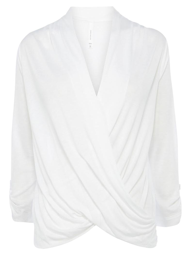 Karen Millen Drape Front Top, Ivory at John Lewis & Partners