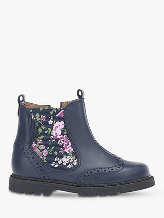 Start-Rite Children's Floral Leather Chelsea Boots, Navy