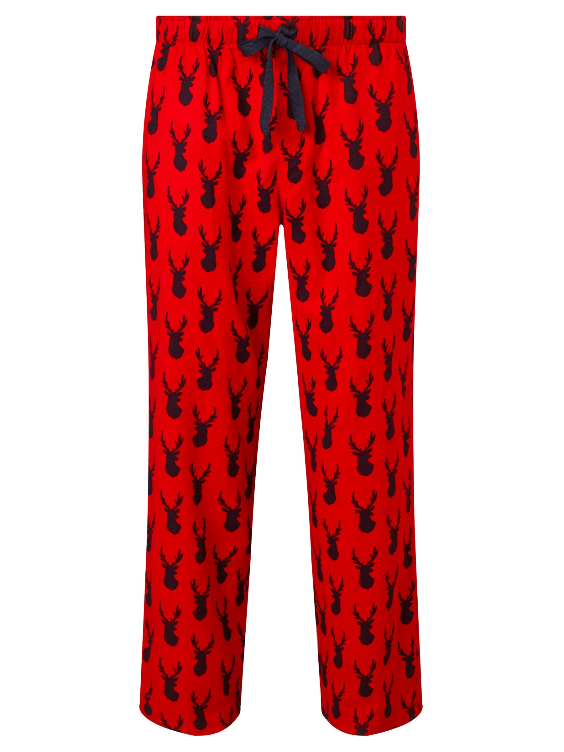 John Lewis Brushed Stag Print Cotton Pyjama Bottoms, Red