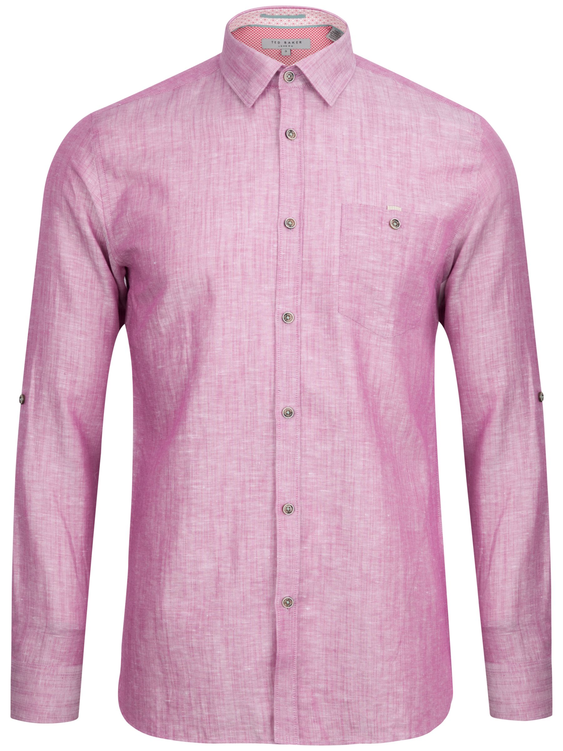 Ted Baker Farewel Classic Linen Blend Shirt, Bright Pink