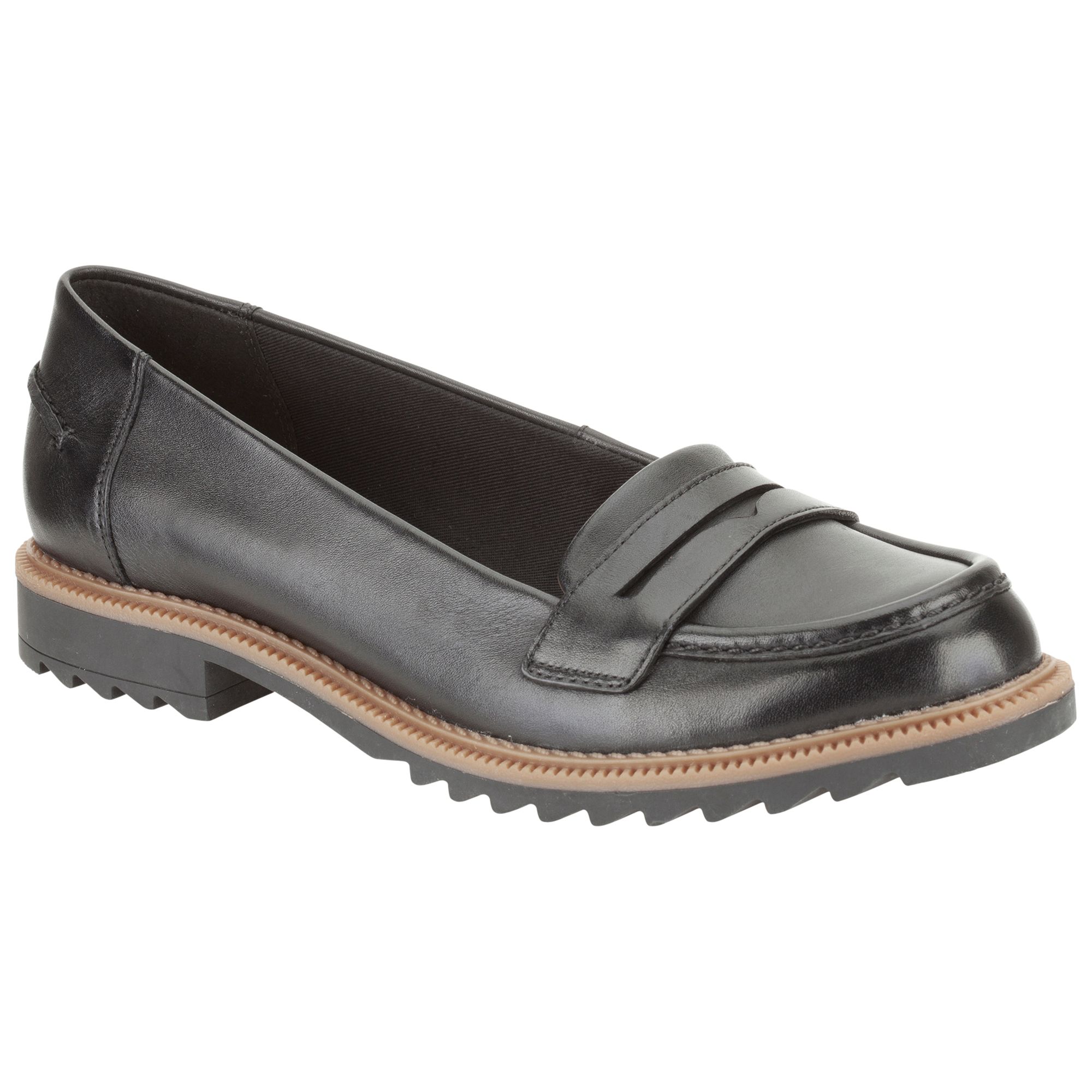 Clarks Griffin Milly Loafers, Black Leather at John Lewis & Partners