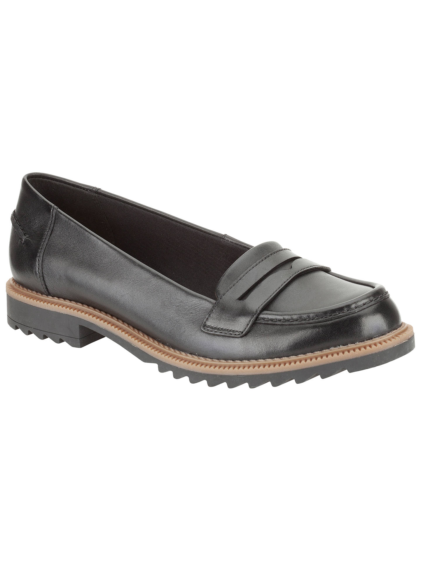 Clarks Griffin Milly Loafers, Black Leather at John Lewis & Partners
