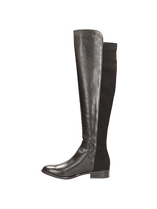 Clarks Caddy Belle Over The Knee Leather Boots, Black at John Lewis ...