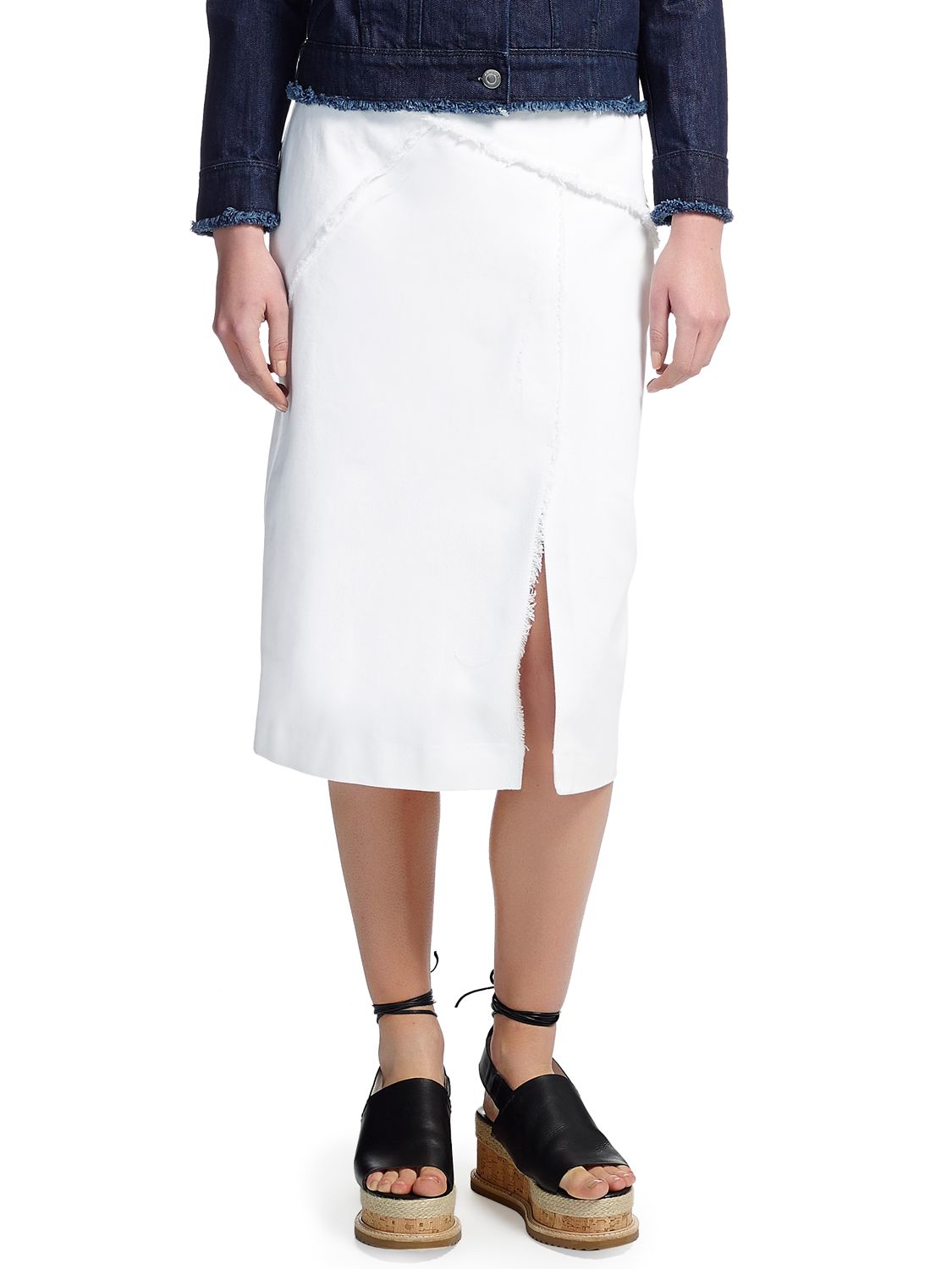 white frayed denim skirt