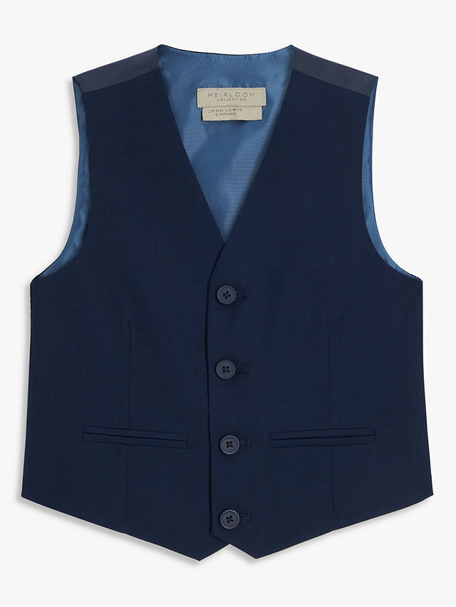 John Lewis Heirloom Collection Kids' Twill Suit Waistcoat, Blue