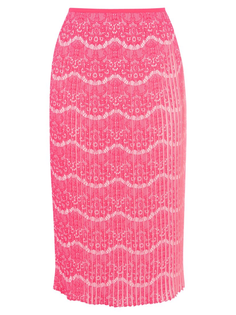 Karen Millen Printed Pleat Skirt, Pale Pink