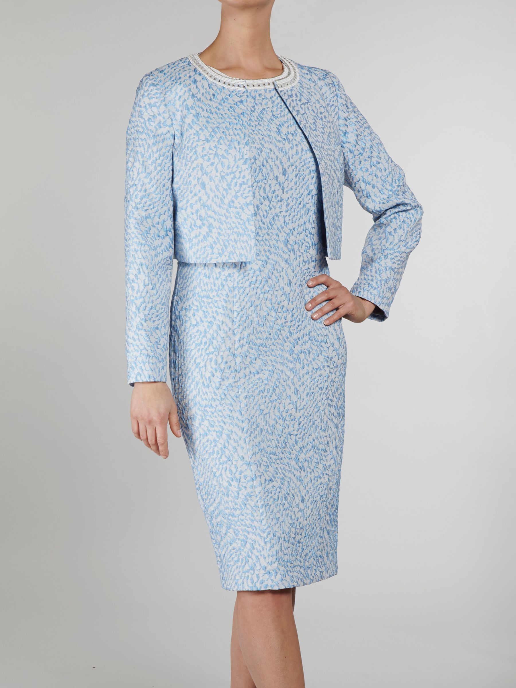 Gina Bacconi Jacquard Dress, Blue at John Lewis & Partners
