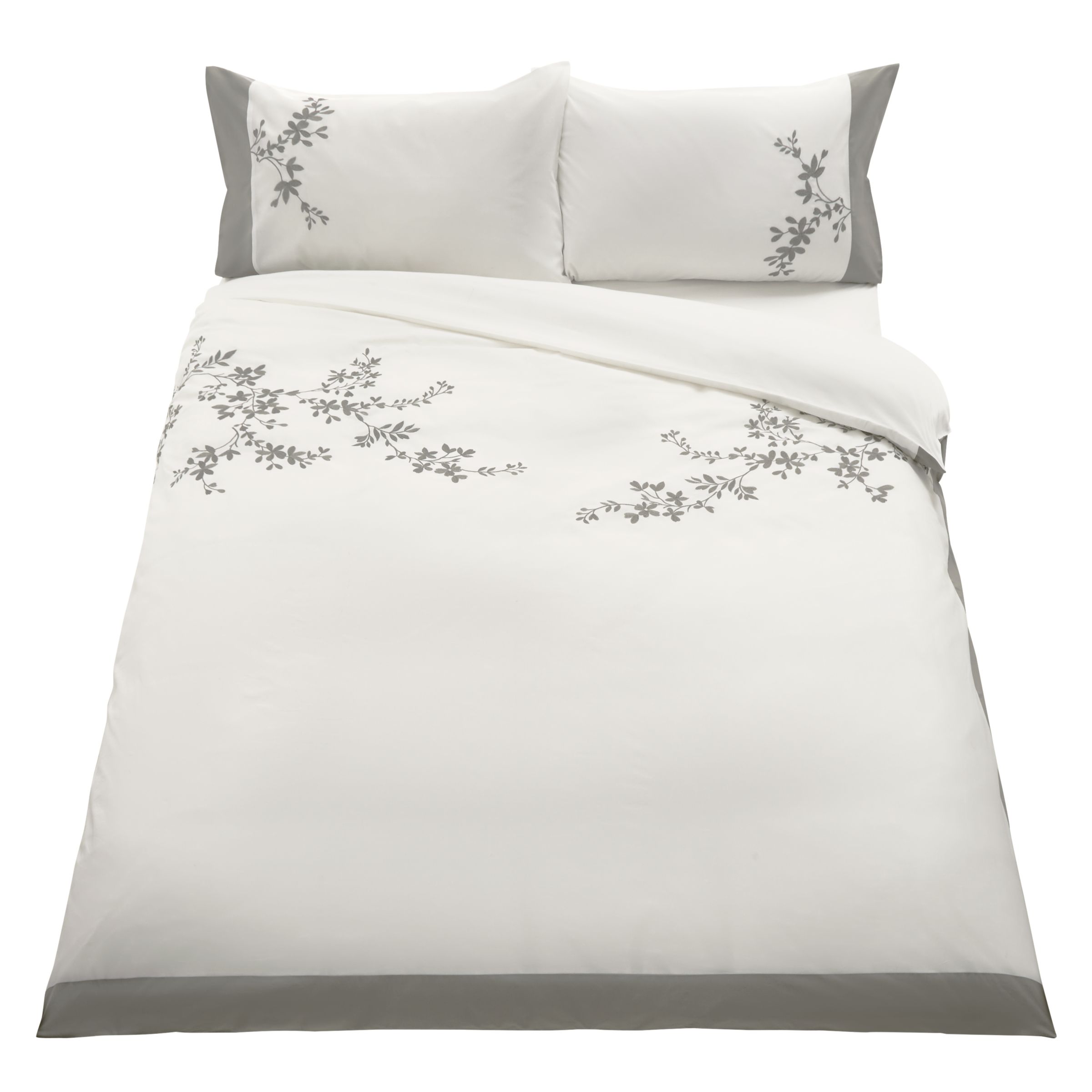 John Lewis Border Embroidered Floral Duvet Cover And Pillowcase