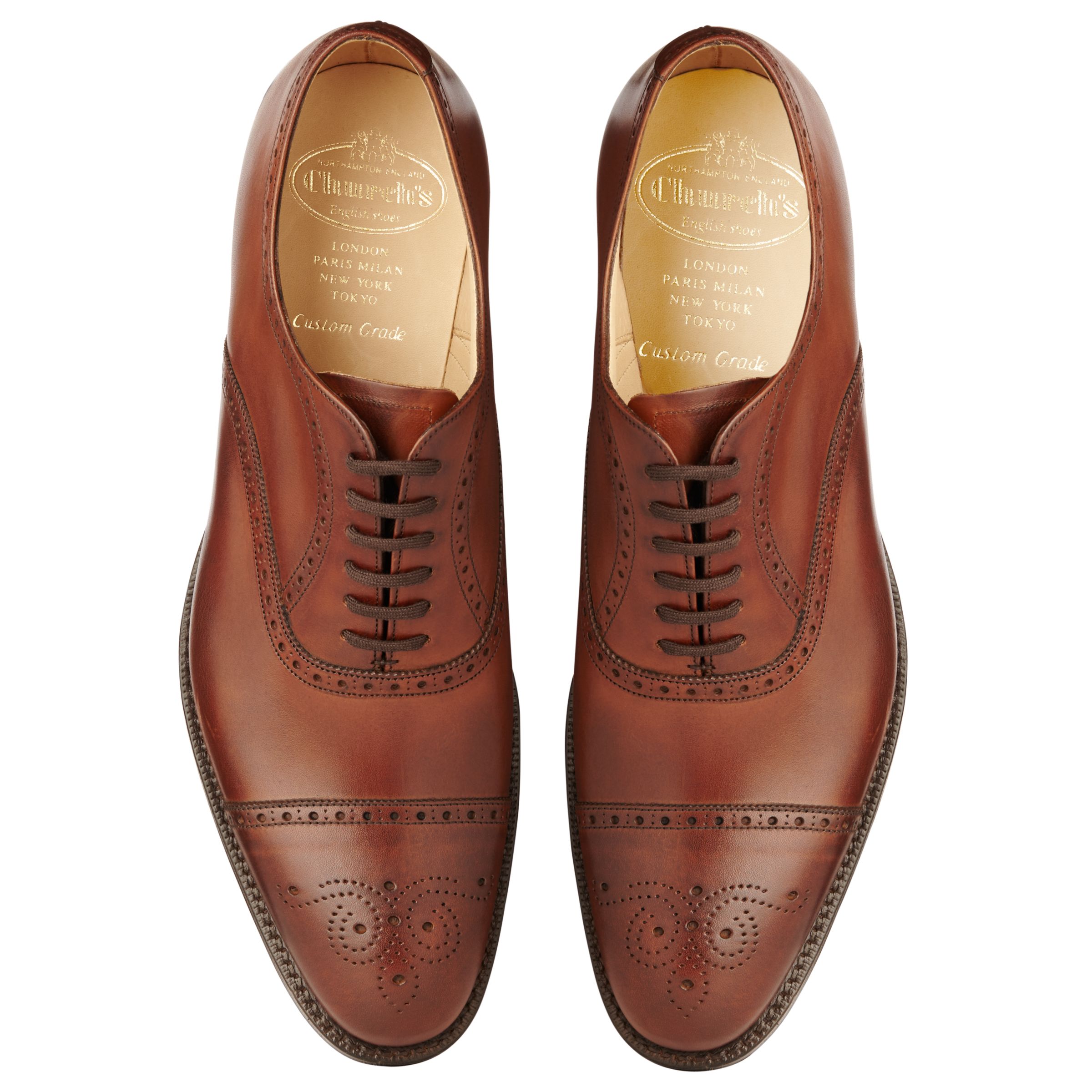 Church's Toronto Leather Semi Brogue Oxford Shoes, Walnut