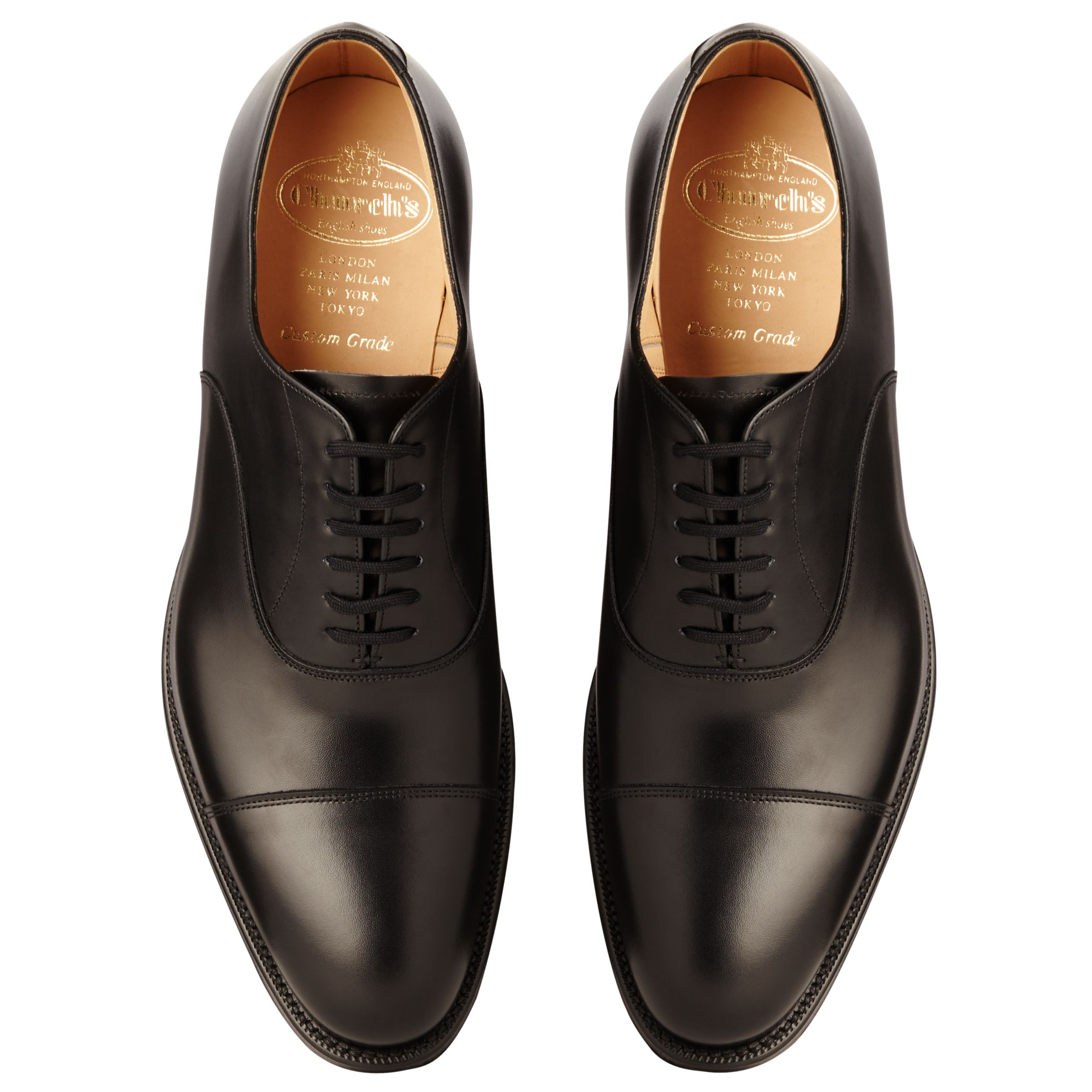 Church's Dubai Leather Oxford Shoes, Black at John Lewis & Partners