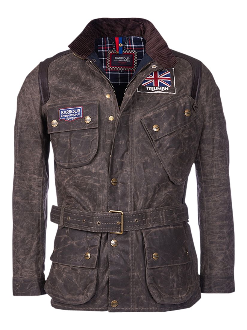 Barbour International Triumph Waxed Jacket Hickory At John Lewis Partners