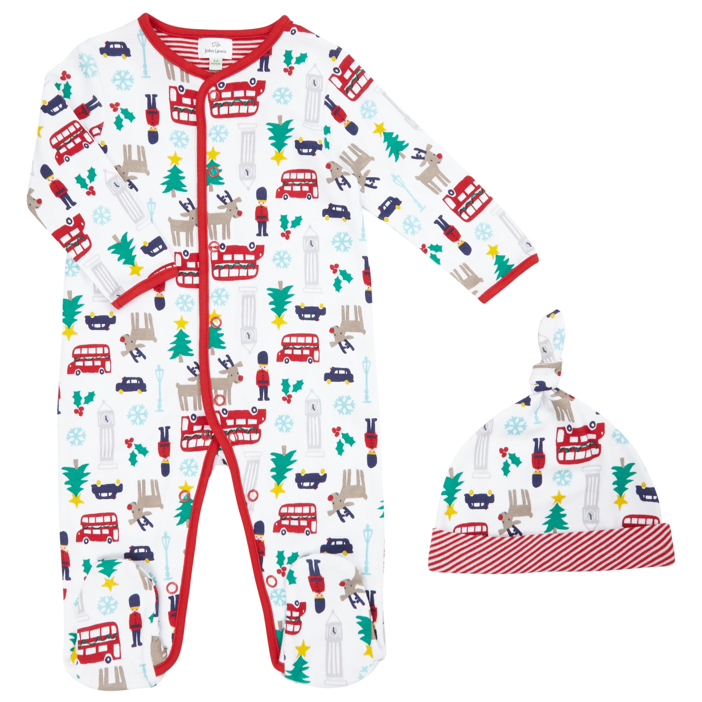 London Christmas Sleepsuit, White 