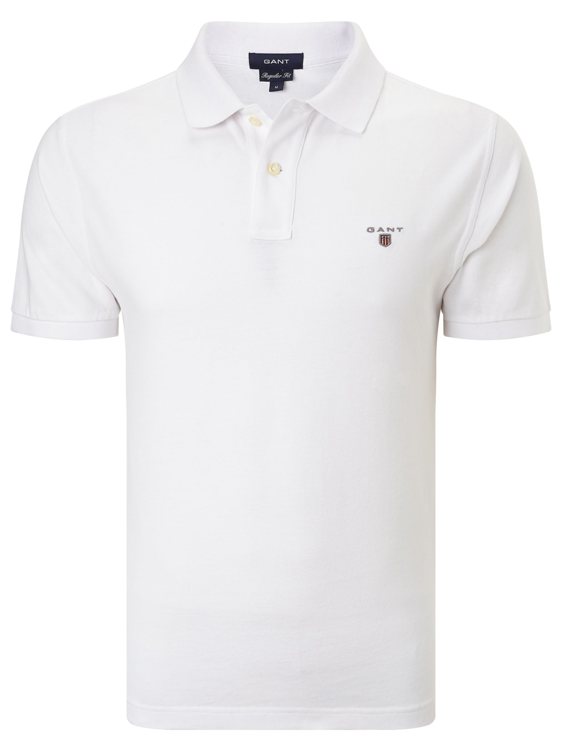 GANT Solid Pique Polo Shirt, White at John Lewis & Partners