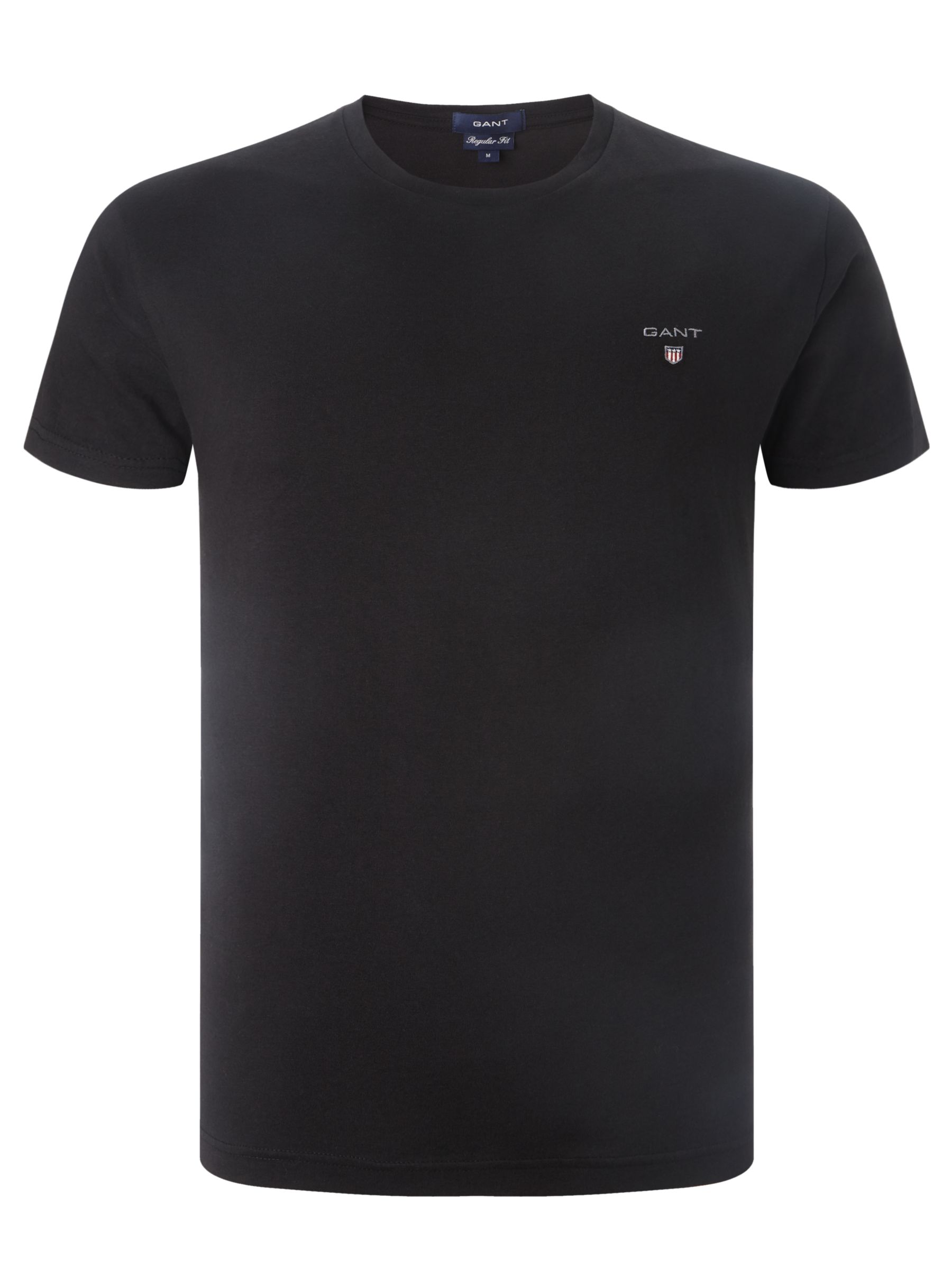 GANT Cotton Crew Neck T-Shirt, Black at John Lewis & Partners