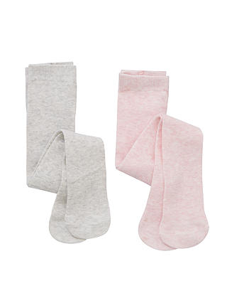 John Lewis & Partners Baby Plain Tights, Pack of 2, Grey/Pink