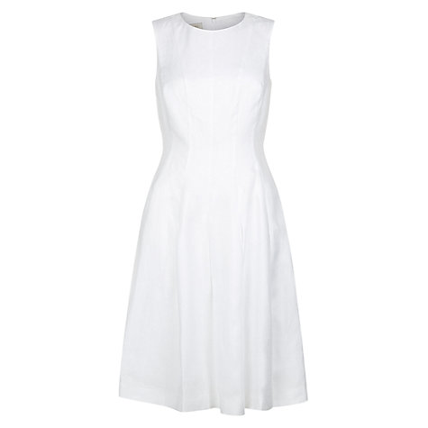 Buy Hobbs Linen Brunswick Dress, White | John Lewis