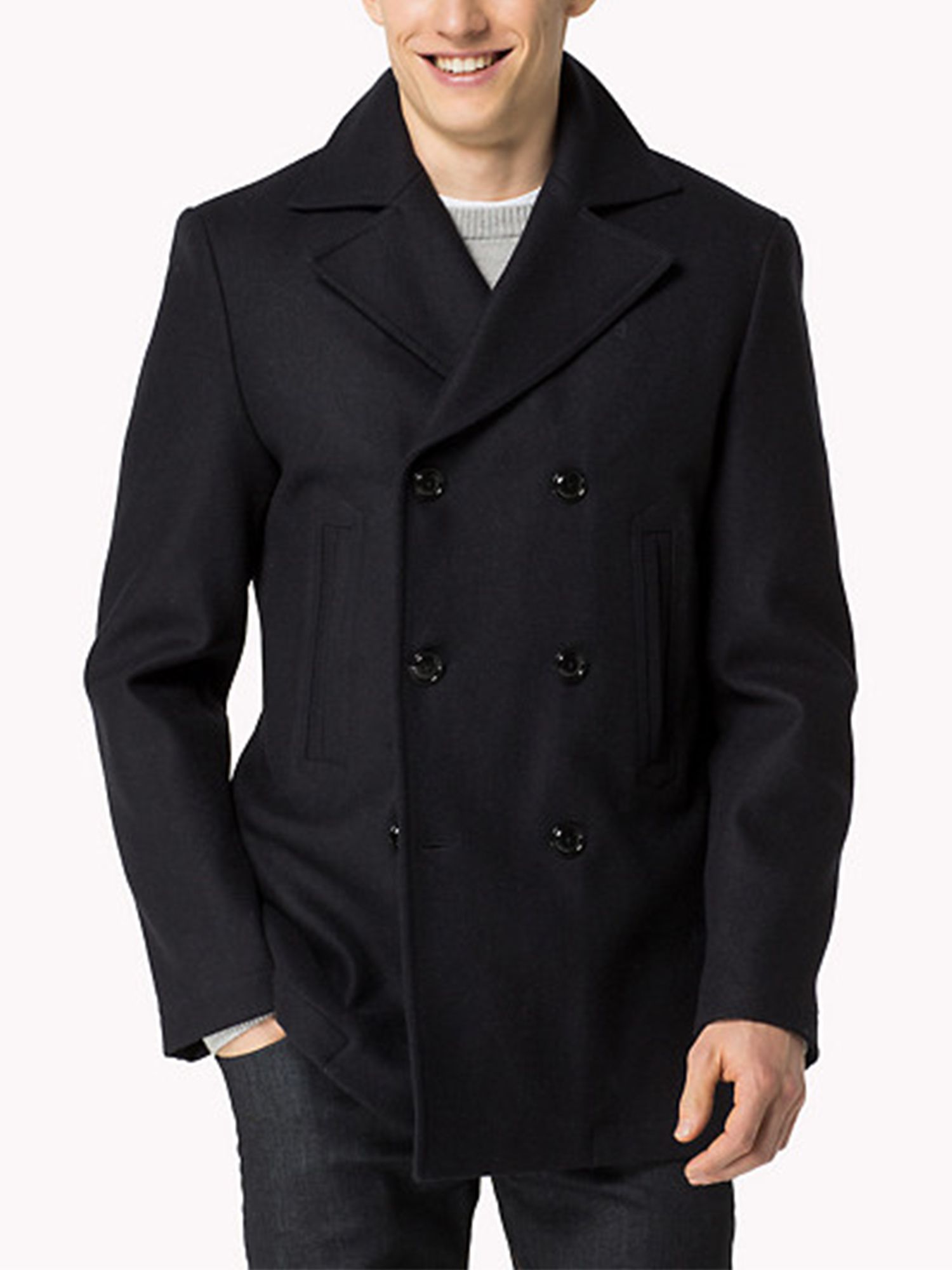 tommy hilfiger short double breasted peacoat