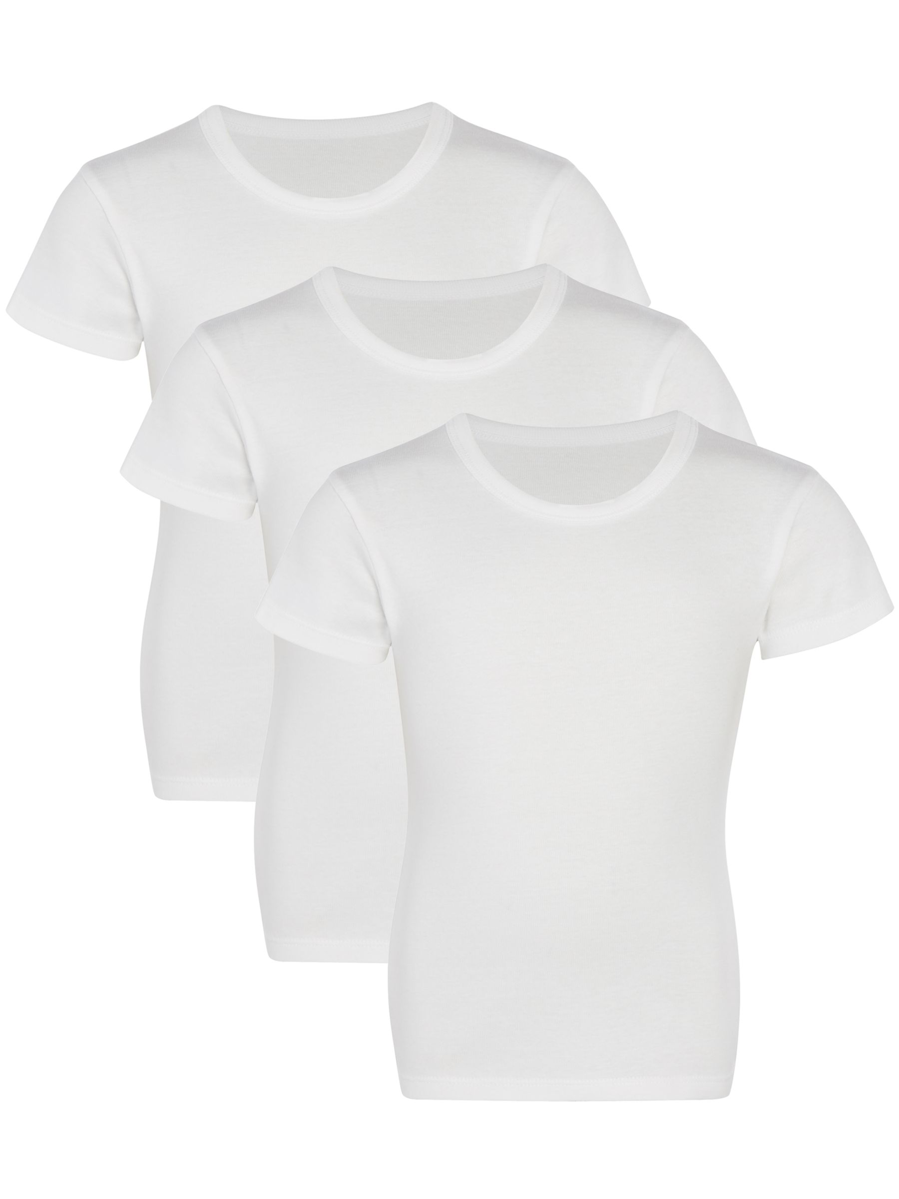 John Lewis  Kids' Short Sleeve T-Shirt Vest, Pack of 3, White ANYDAY