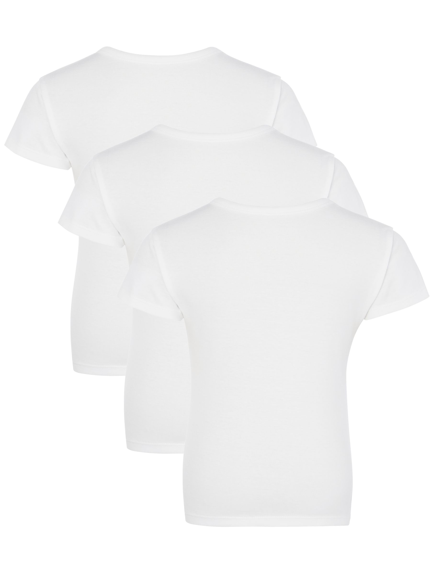 John Lewis ANYDAY Kids' Short Sleeve T-Shirt Vest, Pack of 3, White, 2 years