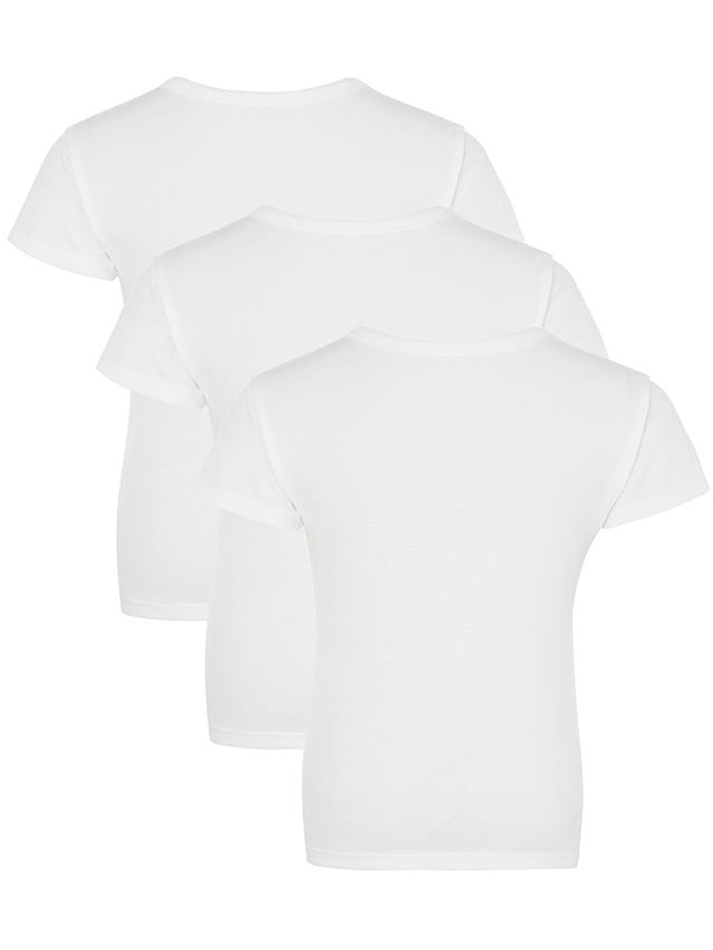 John Lewis ANYDAY Kids' Short Sleeve T-Shirt Vest, Pack of 3, White