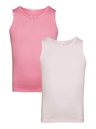 John Lewis & Partners Girls' Singlet Vest, Pack of 2, Pink