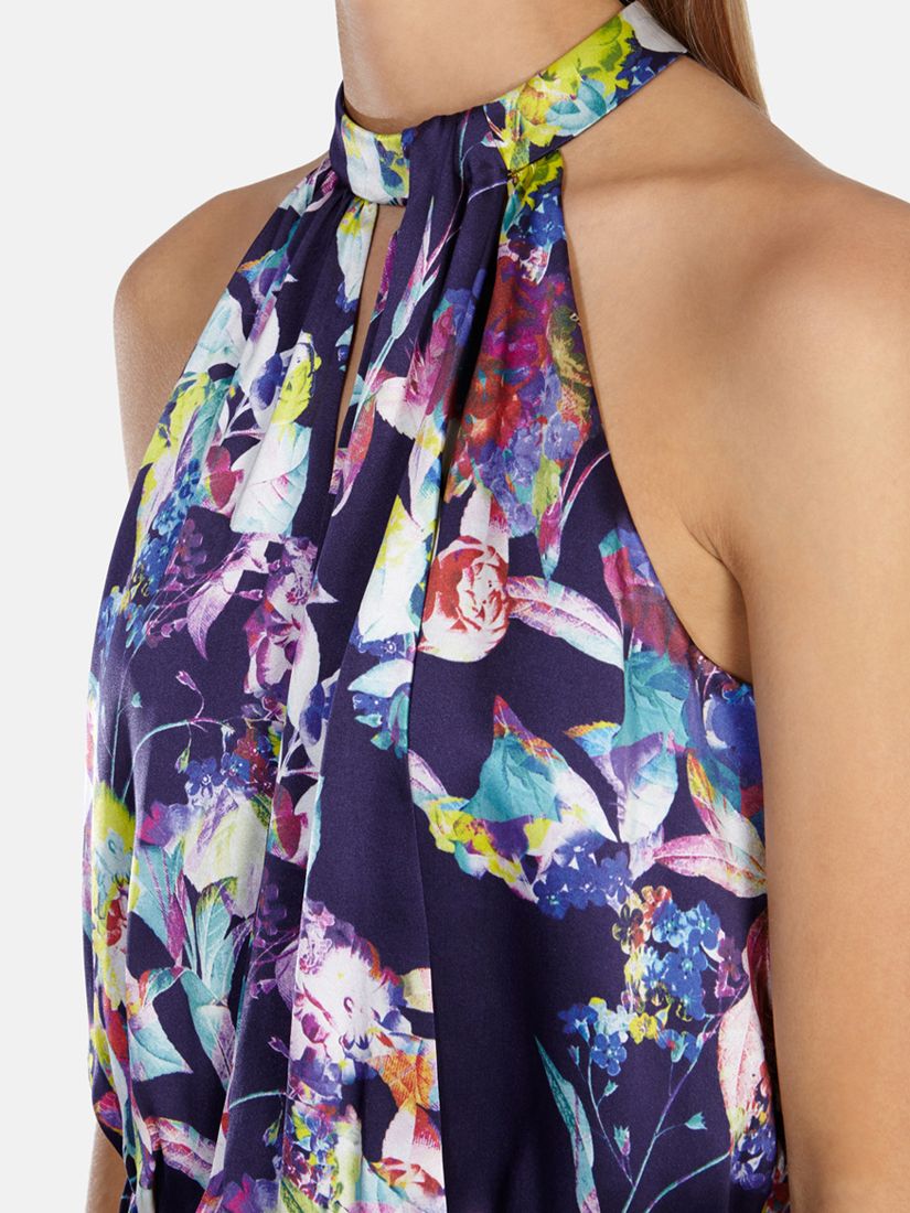 Karen Millen Silk Floral Print Jumpsuit, Black Multi
