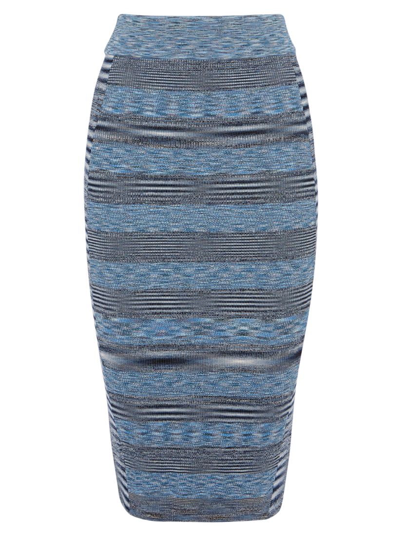 Karen Millen Space Dye Denim Skirt, Blue/Multi at John Lewis & Partners