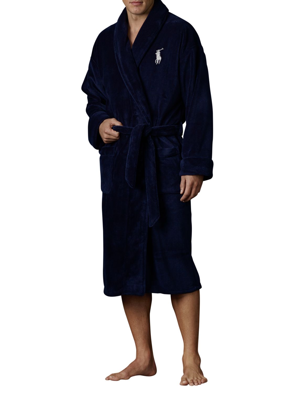 Polo Ralph Lauren Shawl Collar Robe, Navy at John Lewis & Partners