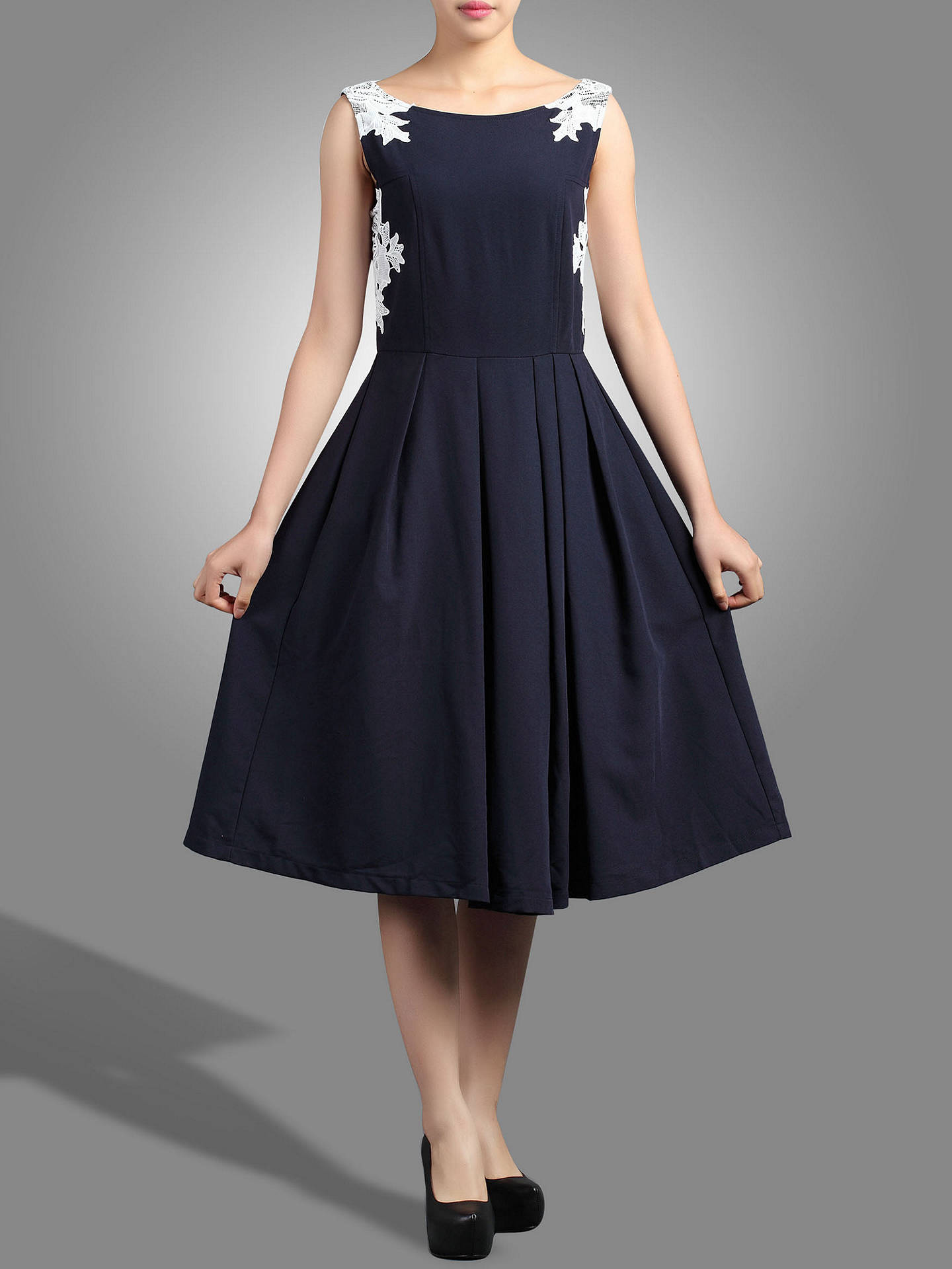 Jolie Moi Lace Applique 50s Dress, Navy at John Lewis & Partners