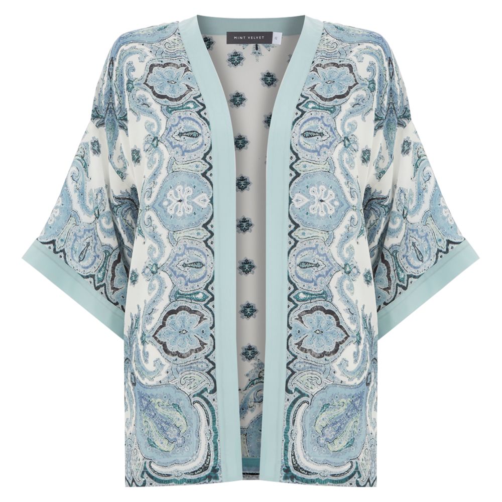 Mint Velvet Avril Print Silk Kimono, Multi at John Lewis & Partners